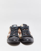 Vintage Burberry Itrocalvig1ara Women's Nova Check Canvas Patent Leather Trainers - UK3