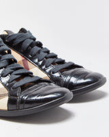 Vintage Burberry Itrocalvig1ara Women's Nova Check Canvas Patent Leather Trainers - UK3