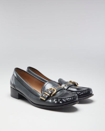 Salvatore Ferragamo Black & Grey Leather Loafers - US 9.5