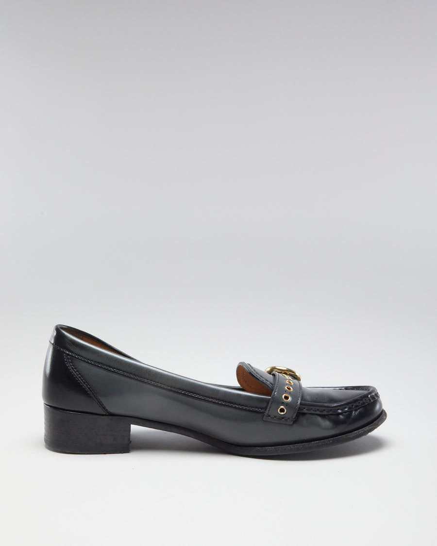 Salvatore Ferragamo Black &amp; Grey Leather Loafers - US 9.5