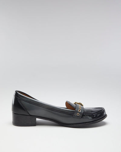 Salvatore Ferragamo Black & Grey Leather Loafers - US 9.5