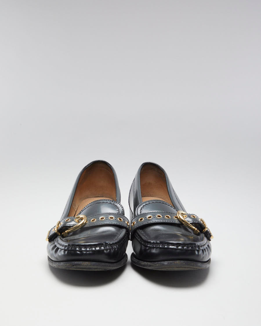 Salvatore Ferragamo Black &amp; Grey Leather Loafers - US 9.5