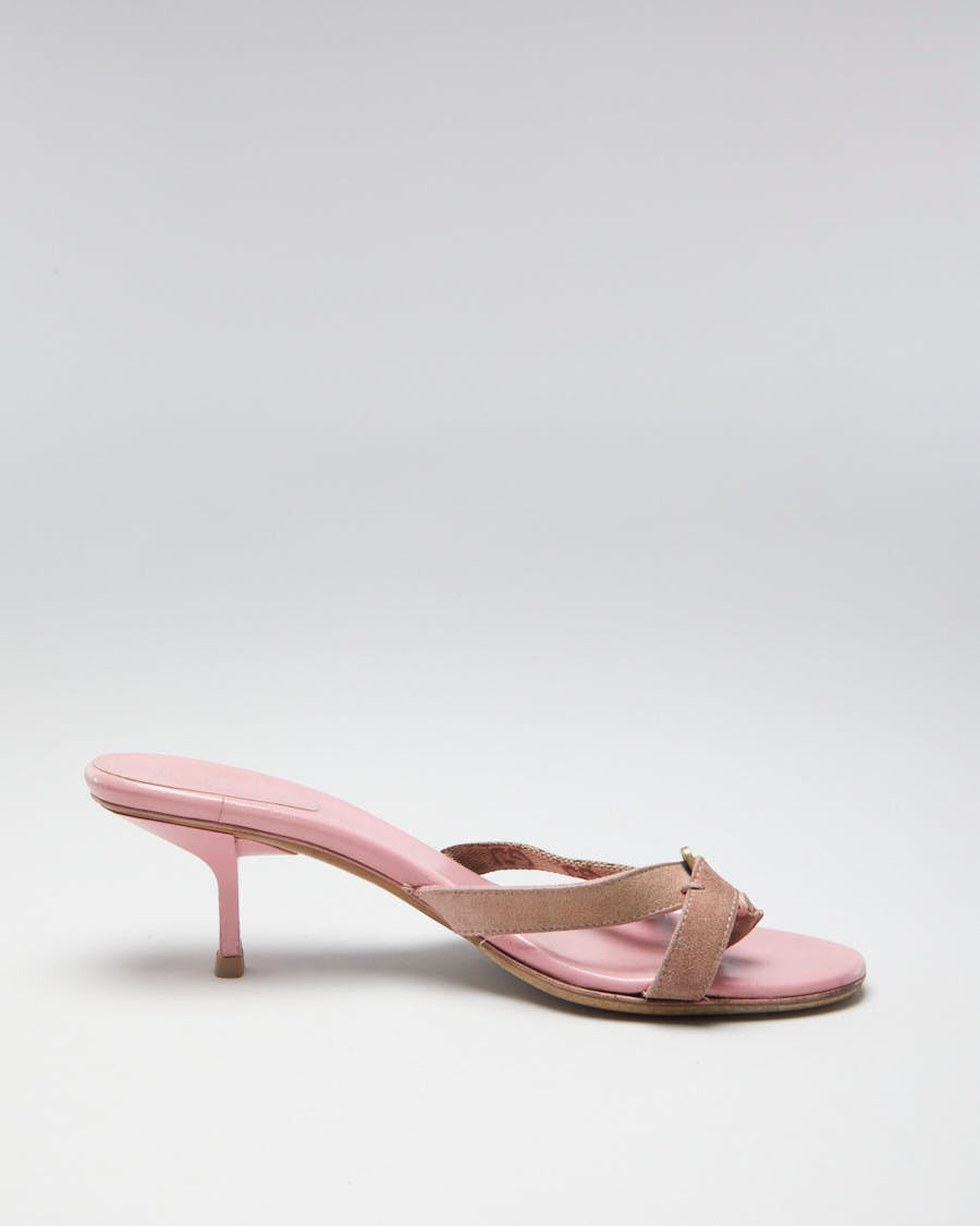 Y2K 00s Gucci Pink Monogram Strap Heels - EUR 37.5