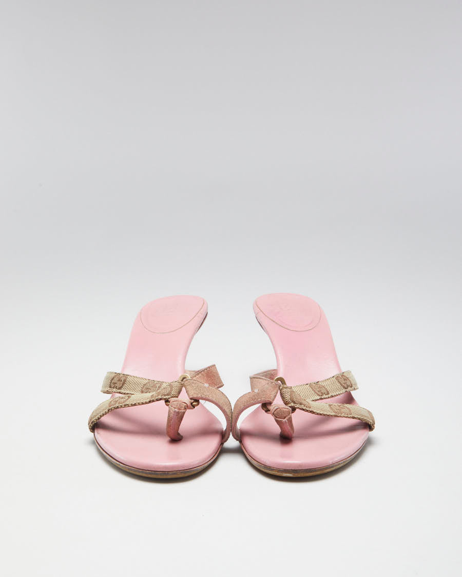 Y2K 00s Gucci Pink Monogram Strap Heels - EUR 37.5