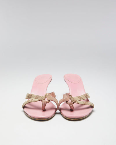 Y2K 00s Gucci Pink Monogram Strap Heels - EUR 37.5