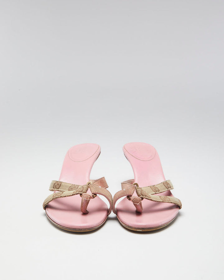 Y2K 00s Gucci Pink Monogram Strap Heels - EUR 37.5