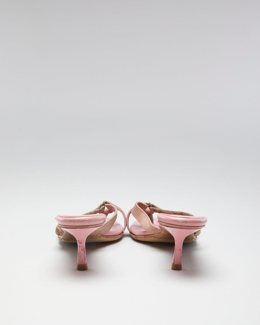 Y2K 00s Gucci Pink Monogram Strap Heels - EUR 37.5