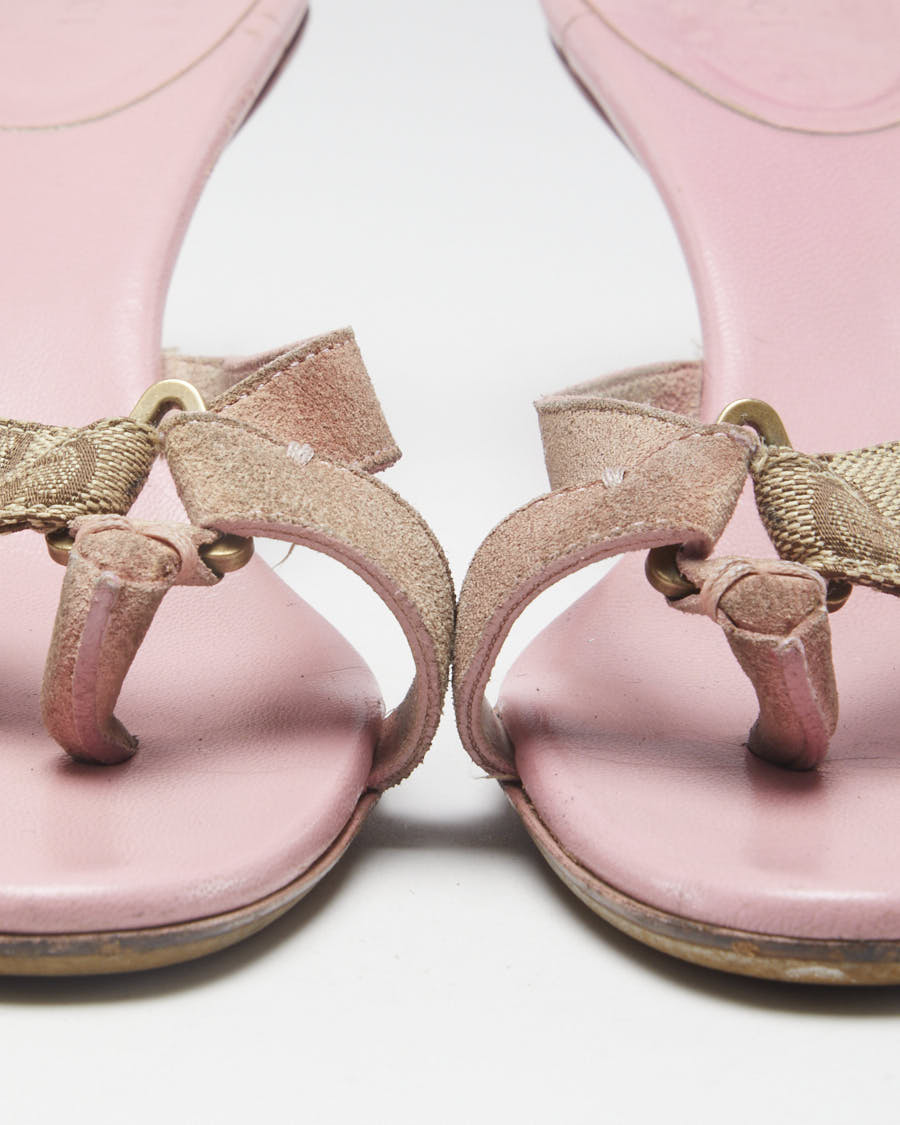 Y2K 00s Gucci Pink Monogram Strap Heels - EUR 37.5