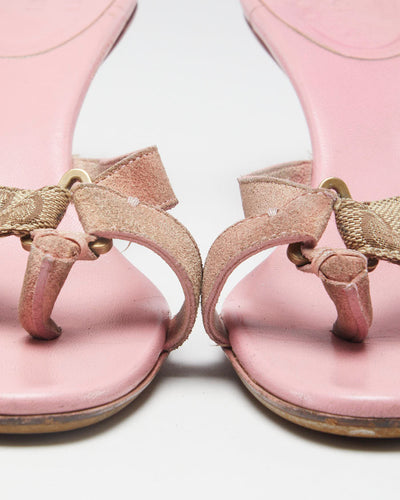 Y2K 00s Gucci Pink Monogram Strap Heels - EUR 37.5