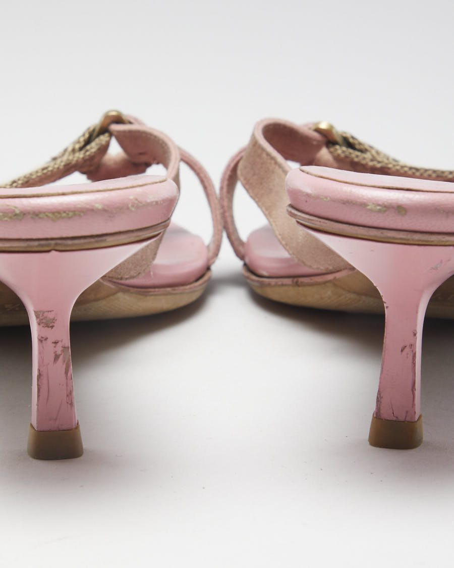 Y2K 00s Gucci Pink Monogram Strap Heels - EUR 37.5