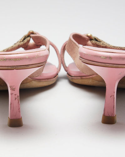 Y2K 00s Gucci Pink Monogram Strap Heels - EUR 37.5
