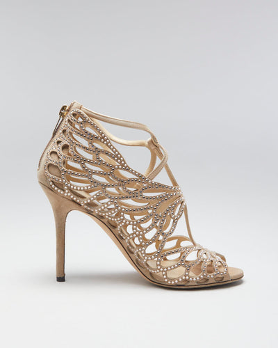 Y2K 00s Jimmy Choo Beige Diamante Heels - EUR 37