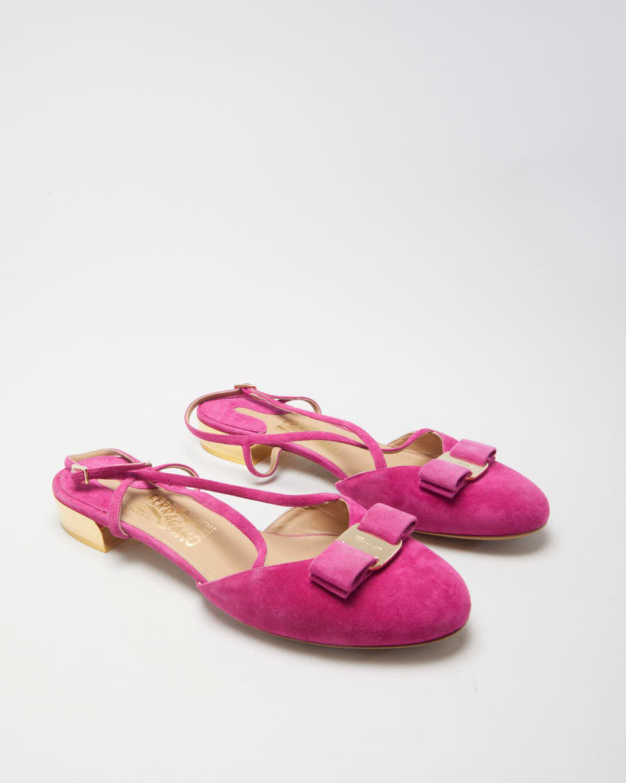 Salvatore Ferragamo Pink Suede Strappy Heels - US 10