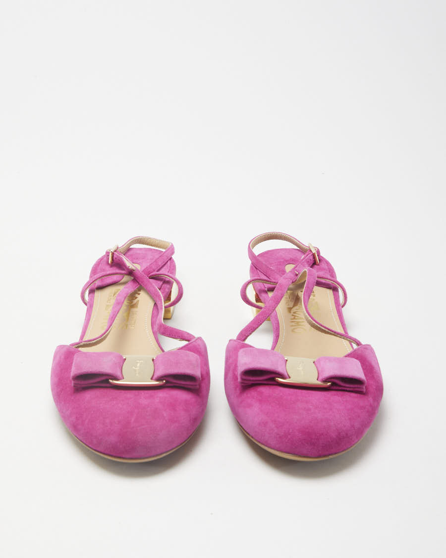 Salvatore Ferragamo Pink Suede Strappy Heels - US 10