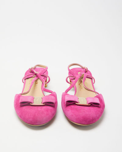 Salvatore Ferragamo Pink Suede Strappy Heels - US 10