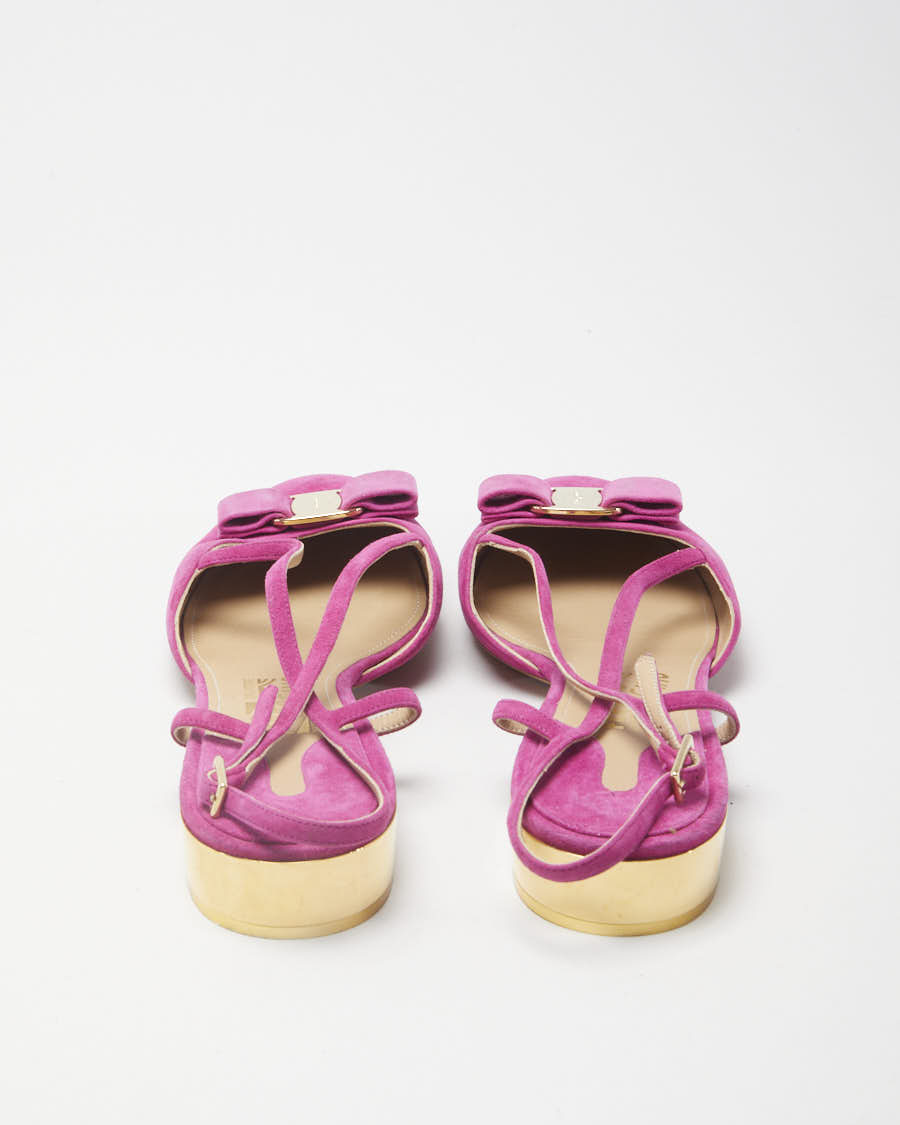 Salvatore Ferragamo Pink Suede Strappy Heels - US 10