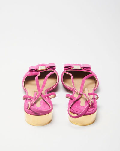 Salvatore Ferragamo Pink Suede Strappy Heels - US 10
