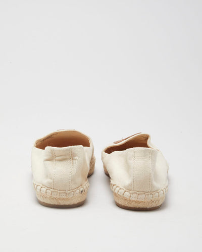Tory Burch Cream & Brown Canvas Shoes - UK 5.5