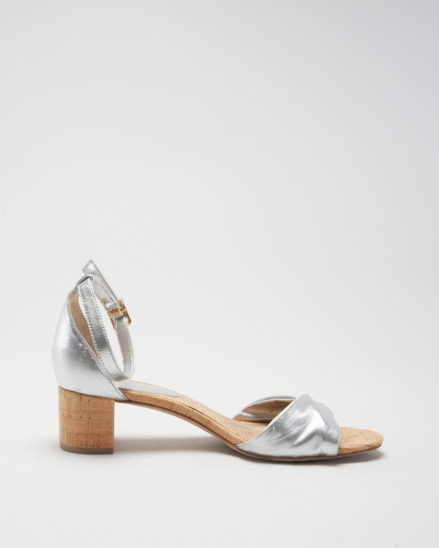 Diane Von Furstenberg Silver Cork Heels - EUR 38