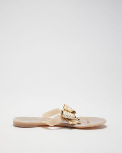 Ferragamo Sandals With Gold Bow - US 7
