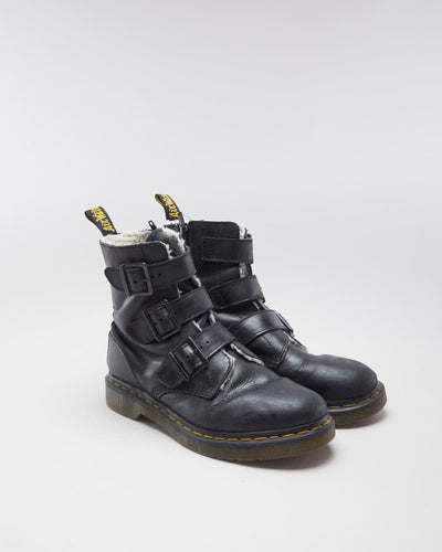 Dr Marten Women's Black Leather 3 Strap Shearling Lined Boots - EUR 38