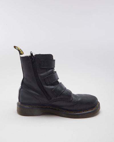 Dr Marten Women's Black Leather 3 Strap Shearling Lined Boots - EUR 38