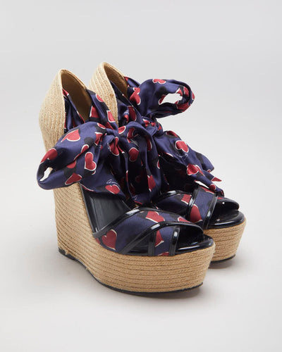 Gucci Love Heart Printed Espadrille Wedges - EUR 37.5