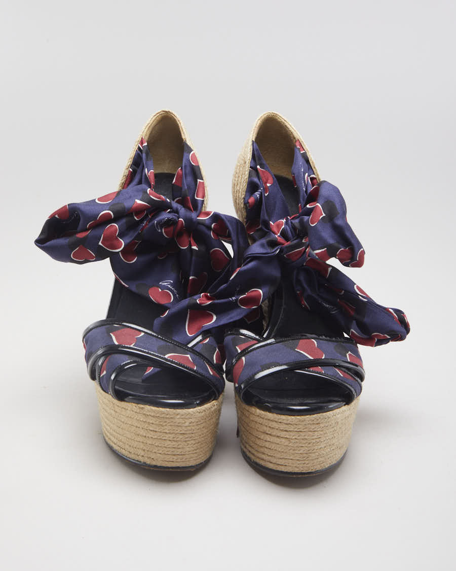 Gucci Love Heart Printed Espadrille Wedges - EUR 37.5