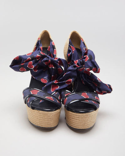 Gucci Love Heart Printed Espadrille Wedges - EUR 37.5