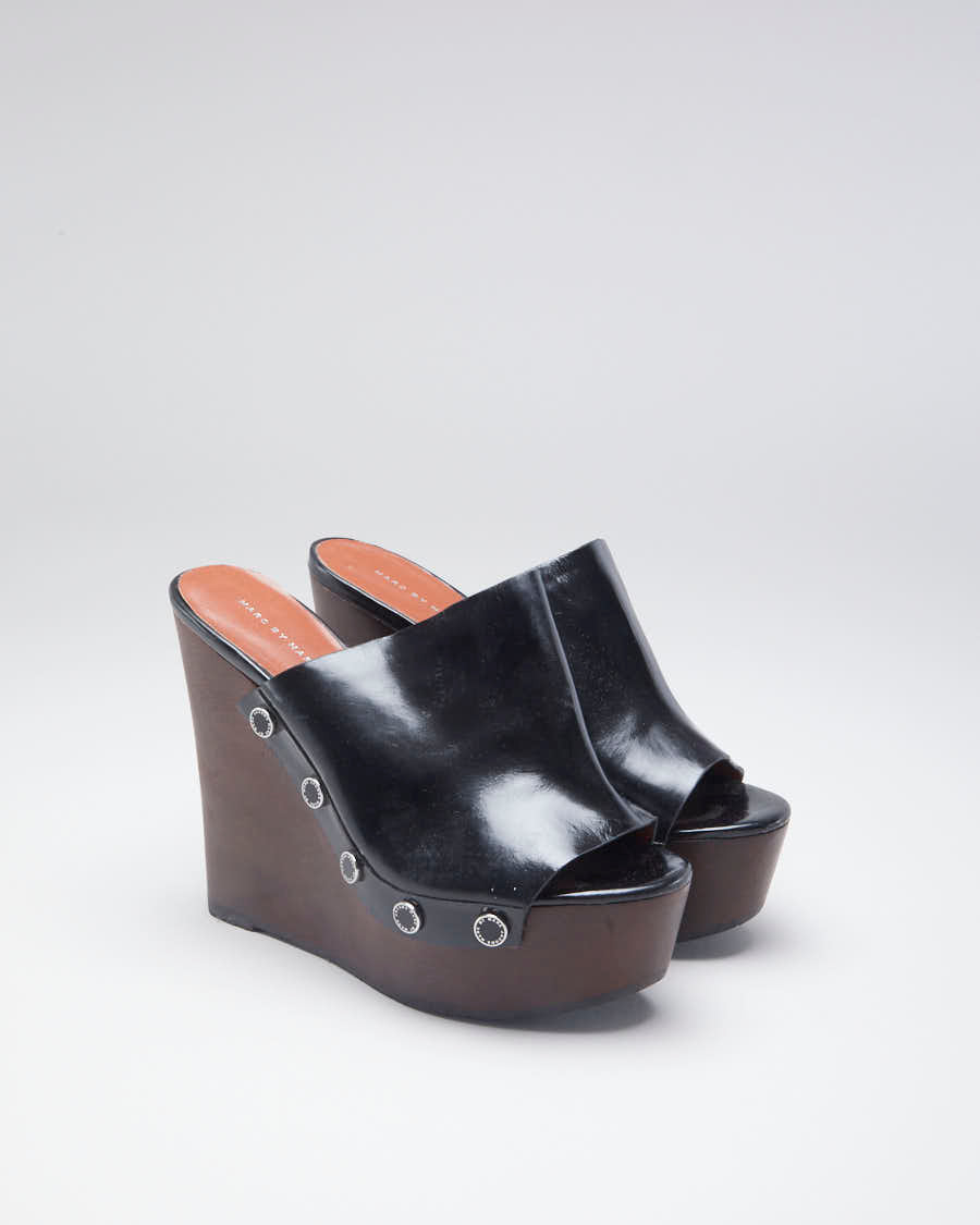 Marc By Marc Jacobs Leather & Wood Wedge Heels - EUR 38.5