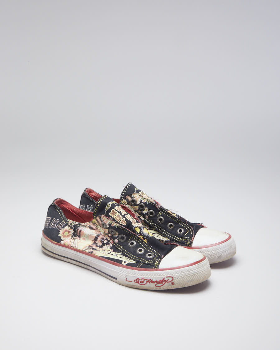 Y2K 00s Ed Hardy Printed Low Top Sneakers - EUR 40