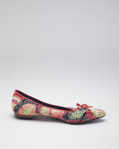 Tory Burch Pink & Navy Printed Ballet Flats - EUR 39