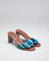 Vintage 90s DKNY Green Flower Detail Mules - EUR 37