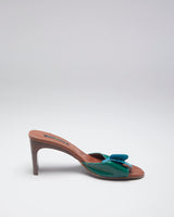 Vintage 90s DKNY Green Flower Detail Mules - EUR 37
