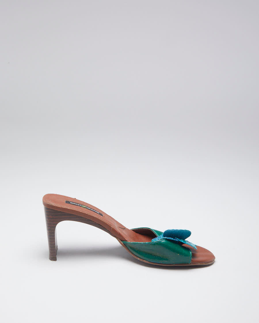 Vintage 90s DKNY Green Flower Detail Mules - EUR 37