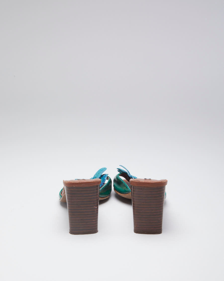 Vintage 90s DKNY Green Flower Detail Mules - EUR 37