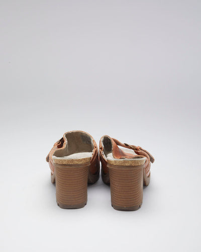 Y2K 00s Skecher Girl Brown Leather Slide On Heels - EUR 37