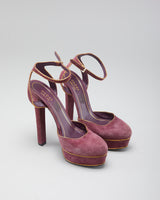 Women's Pink Gucci Suede Platform Heels - 3