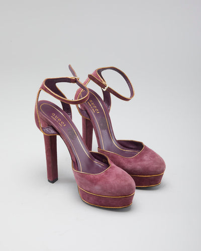 Women's Pink Gucci Suede Platform Heels - 3