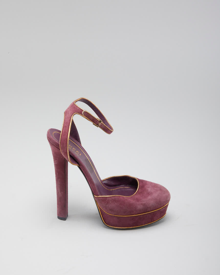 Women's Pink Gucci Suede Platform Heels - 3