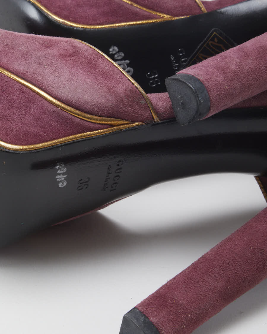 Women's Pink Gucci Suede Platform Heels - 3