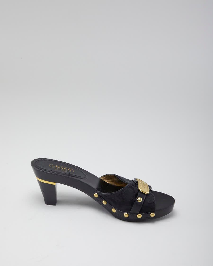 Women's Black Coach Monogram wooden mule - 5