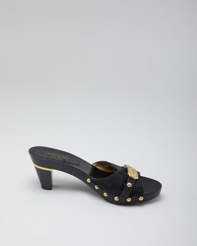 Women's Black Coach Monogram wooden mule - 5