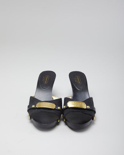 Women's Black Coach Monogram wooden mule - 5