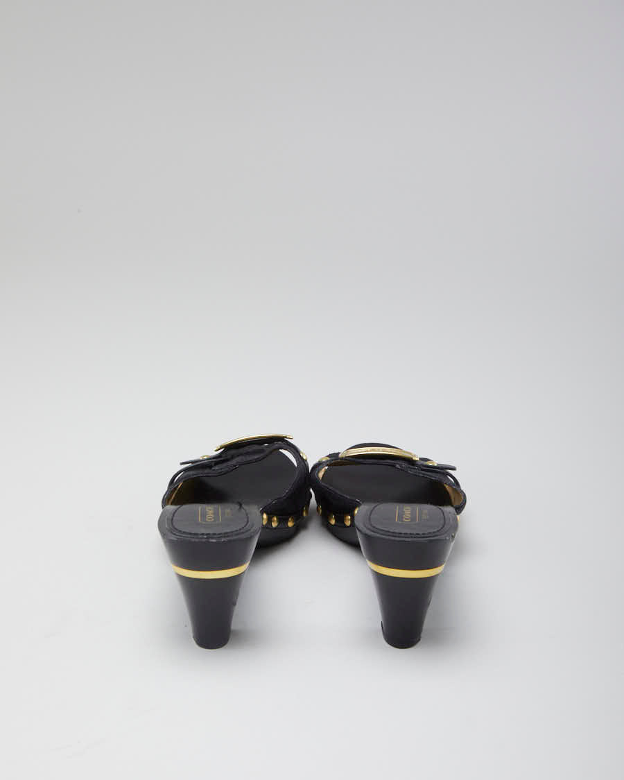 Women's Black Coach Monogram wooden mule - 5