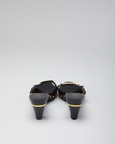 Women's Black Coach Monogram wooden mule - 5