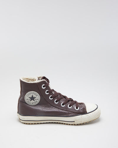 Women's Brown Leather Converse - 5