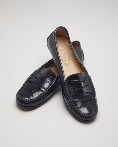 Tods Women's Leather Croc Loafers - UK 8