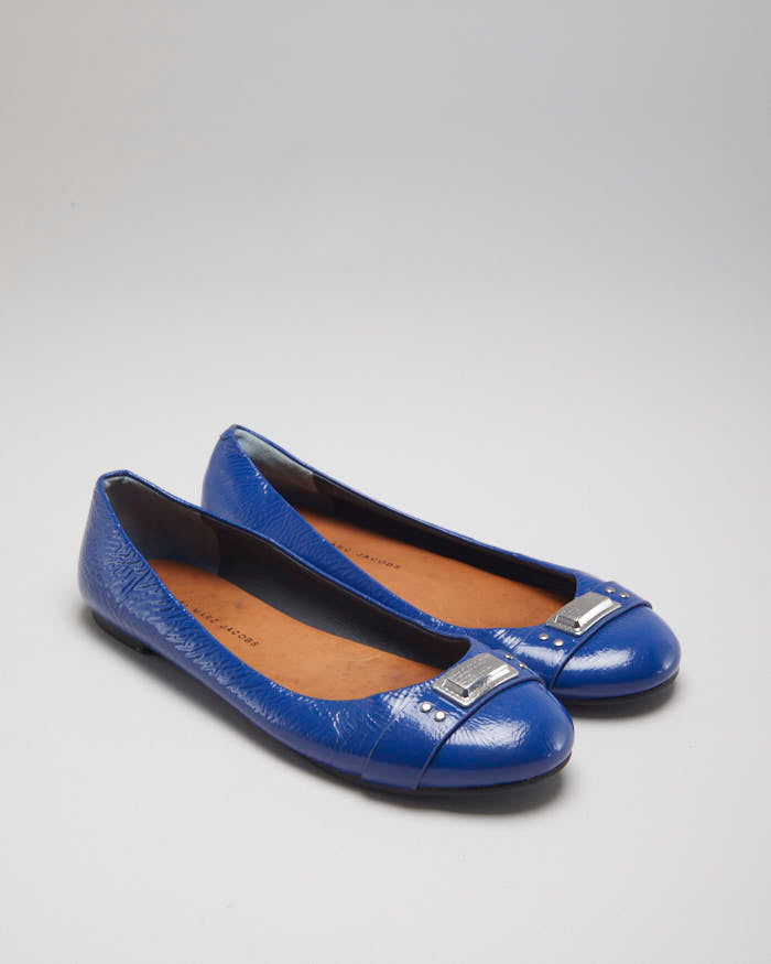 Marc Jacobs Blue Patent Ballet Pumps - UK4