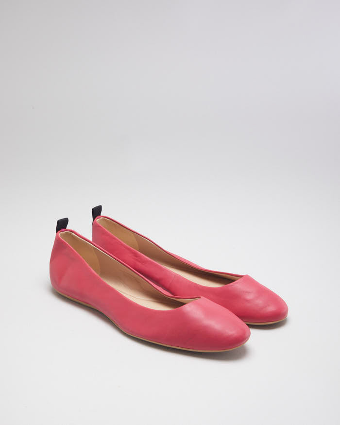 Karl Lagerfeld Paris Hot Pink Leather Ballet Pumps - UK10